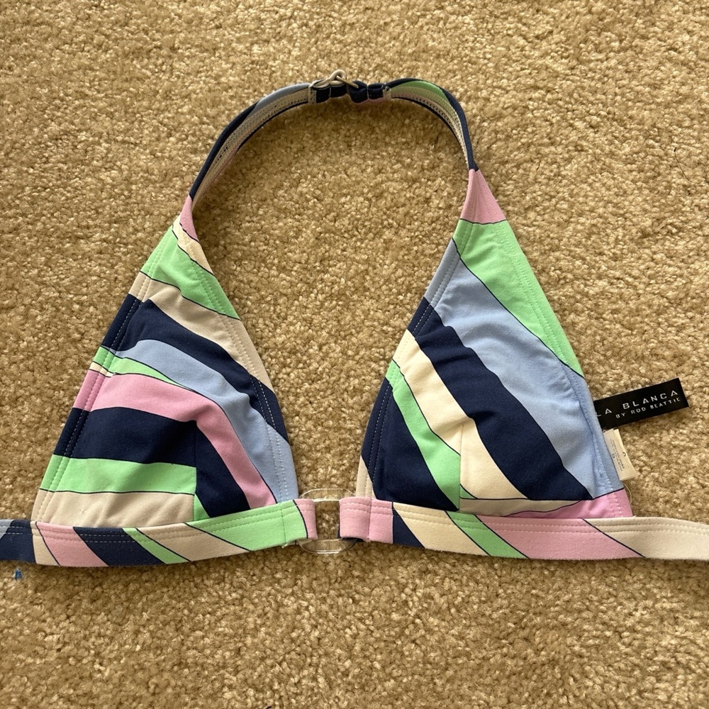 La Blanca Geometric Bikini Top in Pastel Hues